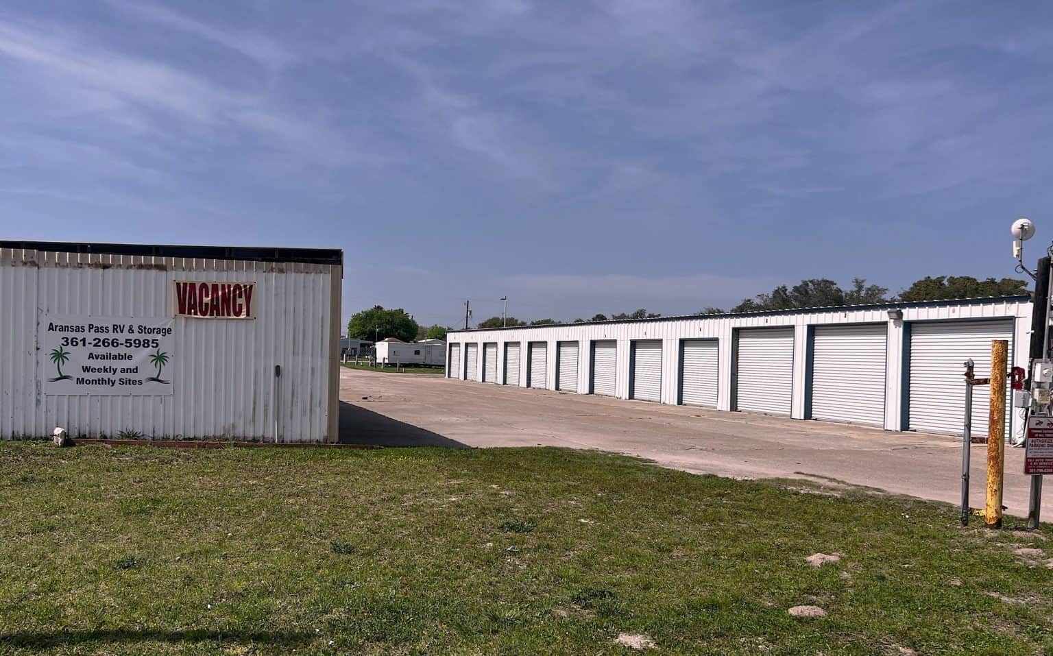 View of RV sites at Aransas Pass RV Park and Storage.